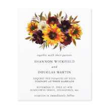 Sonnenblumen-Herbst-Blumen-Budget-Hochzeitseinladu