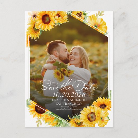Sonnenblumen Herbst Foto Hochzeit speichern das Da Postkarte (Vorderseite)