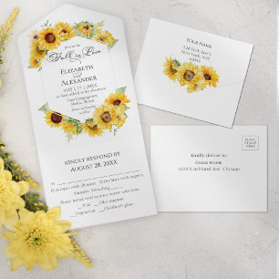 Sonnenblumen Herbst Herbst in Liebe Foto Hochzeit All In One Einladung