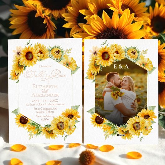 Sonnenblumen Herbst Herbst in Liebe Foto Hochzeit Folieneinladung