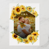 Sonnenblumen Herbst Herbst in Liebe Foto Hochzeit Folieneinladung (Rückseite)