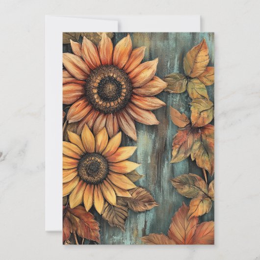 Sonnenblumen Herbst Verlassen gemischte Medien Einladung (Vorderseite)