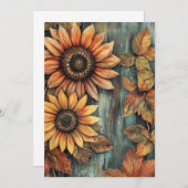 Sonnenblumen Herbst Verlassen gemischte Medien Einladung (Vorne/Hinten)