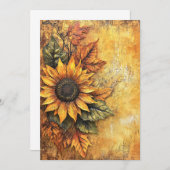 Sonnenblumen Herbst Verlassen gemischte Medien Einladung (Vorne/Hinten)