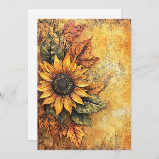 Sonnenblumen Herbst Verlassen gemischte Medien Einladung (Vorne/Hinten)