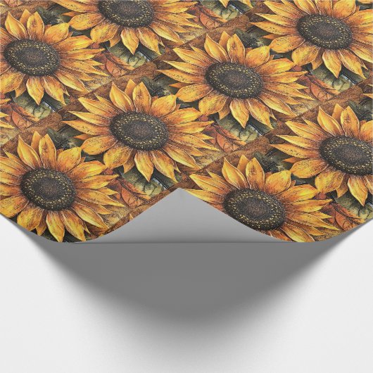 Sonnenblumen Herbst Verlassen gemischte Medien Geschenkpapier (Ecke)