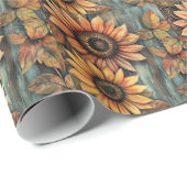 Sonnenblumen Herbst Verlassen gemischte Medien Geschenkpapier (Rolleneckpunkt)