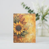 Sonnenblumen Herbst Verlassen gemischte Medien Postkarte (Stehend Vorderseite)