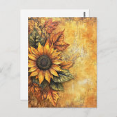 Sonnenblumen Herbst Verlassen gemischte Medien Postkarte (Vorne/Hinten)
