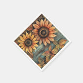 Sonnenblumen Herbst Verlassen gemischte Medien Serviette (Ecke)