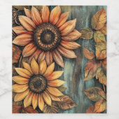 Sonnenblumen Herbst Verlassen gemischte Medien Weinetikett (Einzelnes Label)