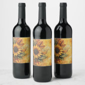 Sonnenblumen Herbst Verlassen gemischte Medien Weinetikett (Flaschen)