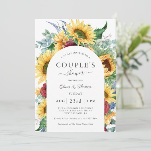 Sonnenblumen Herbstdusche Einladung (Stehend Vorderseite)