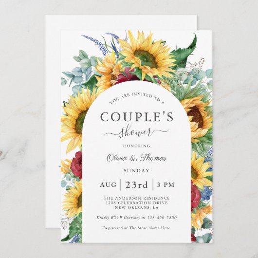 Sonnenblumen Herbstdusche Einladung (Vorne/Hinten)