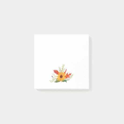 Sonnenblumen, Herbstlaub, Herbstkunst Post-it Klebezettel (Vorderseite)