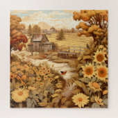 Sonnenblumen Herbstleaves Landgut Stall Puzzle (Vertikal)