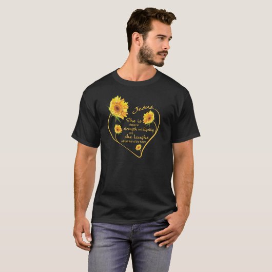 Sonnenblumen Herz Jesus Christliche Bibelverse Rel T-Shirt (Vorne ganz)