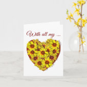 Sonnenblumen-Herz-Karte mit Falz Karte (Gelbe Blume)