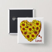 Sonnenblumen-Herz-Knopf Button (Vorne & Hinten)