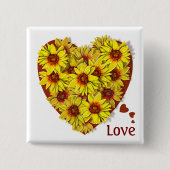 Sonnenblumen-Herz-Knopf Button (Vorderseite)