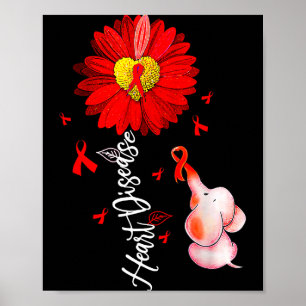 Sonnenblumen-Herz-Krieger-Roter-Elefant-Herzkrankh Poster
