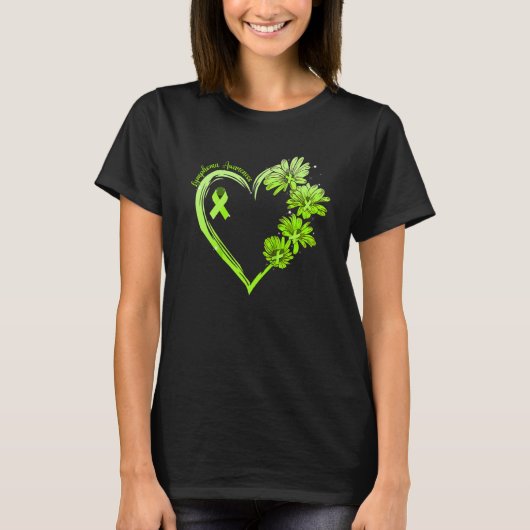 Sonnenblumen Herz Lime Green Ribbon Lymphoma Aware T-Shirt (Vorderseite)