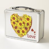Sonnenblumen-Herz-Lunchbox Metall Brotdose (Rückseite)