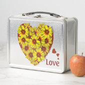 Sonnenblumen-Herz-Lunchbox Metall Brotdose (Beispiel)