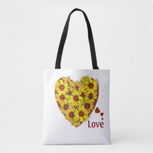 Sonnenblumen-Herz-Tasche Tasche (Vorderseite)
