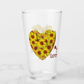 Sonnenblumen-Herz-Trinkglas Glas (Vorderseite)