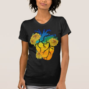 Sonnenblumen Herz Ukraine ukrainische Flagge mit S T-Shirt