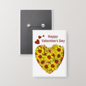 Sonnenblumen-Herz Valentinstag Button (Vorderseite/Rückseite)