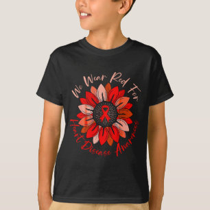 Sonnenblumen-Herzkrankheit-Bewusstseinsmonat rotes T-Shirt