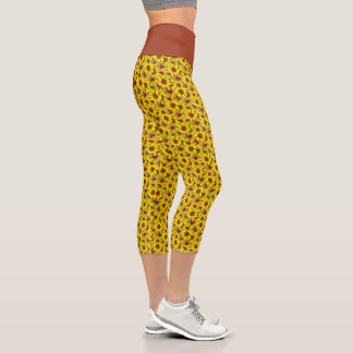 Sonnenblumen-High-Waisted-Capri-Leggings Capri Leggings
