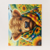 Sonnenblumen Highland-Kuh Puzzle (Vertikal)