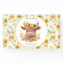 Sonnenblumen Hochland Kuh Baby Duschbanner