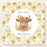 Sonnenblumen Hochland Kuh Babydusche Untersetzer