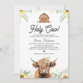 Sonnenblumen Hochland Kuh Heilige Kuh Baby Dusche Einladung (Vorderseite)