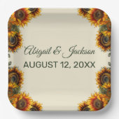 Sonnenblumen Hochwald Grün rustikal Pappteller (Vorderseite)