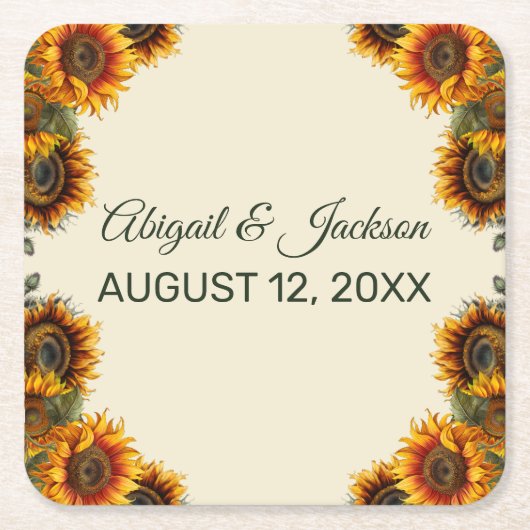 Sonnenblumen Hochwald Grün rustikal Rechteckiger Pappuntersetzer (Vorderseite)