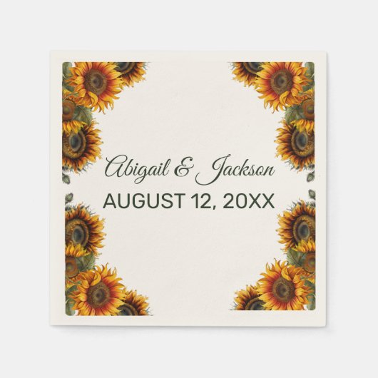Sonnenblumen Hochwald Grün rustikal Serviette (Vorderseite)