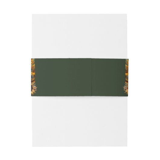 Sonnenblumen Hochwald grün und Gold rustikal Einladungsbanderole (Rückseitenbeispiel)