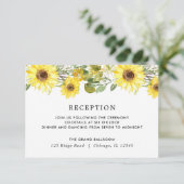 Sonnenblumen Hochzeit Aquarellfarben Empfang Begleitkarte (Stehend Vorderseite)