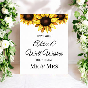 Sonnenblumen Hochzeit Brunnen wünscht gelbes weiße Poster