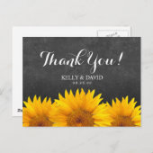 Sonnenblumen Hochzeit Danke Chalkboard Postkarte (Vorne/Hinten)