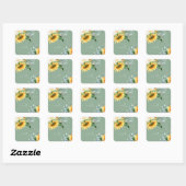 Sonnenblumen Hochzeit Danke Square Sticker (Blatt)