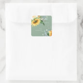 Sonnenblumen Hochzeit Danke Square Sticker (Tasche)