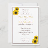Sonnenblumen Hochzeit Einladung White Brown Gelb (Rückseite)