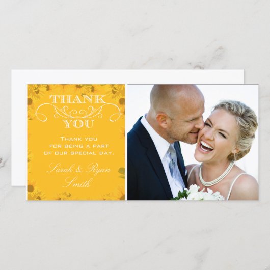 Sonnenblumen Hochzeit Foto Vielen Dank Karten (Vorne/Hinten)