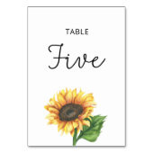 Sonnenblumen-Hochzeit Fünf-Tisch-Nummer Tischnummer (Rückseite)
